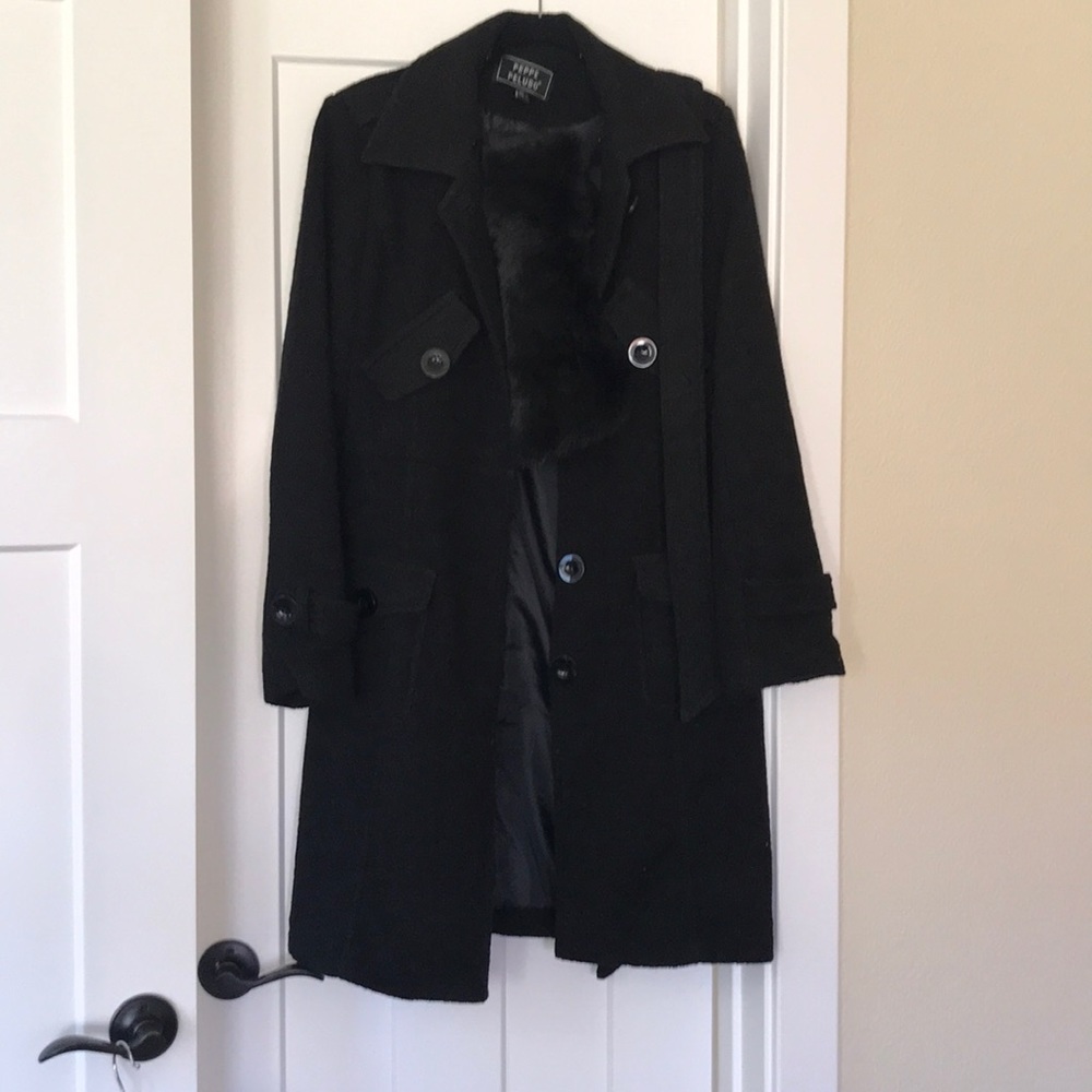Black Wool Mix trench coat